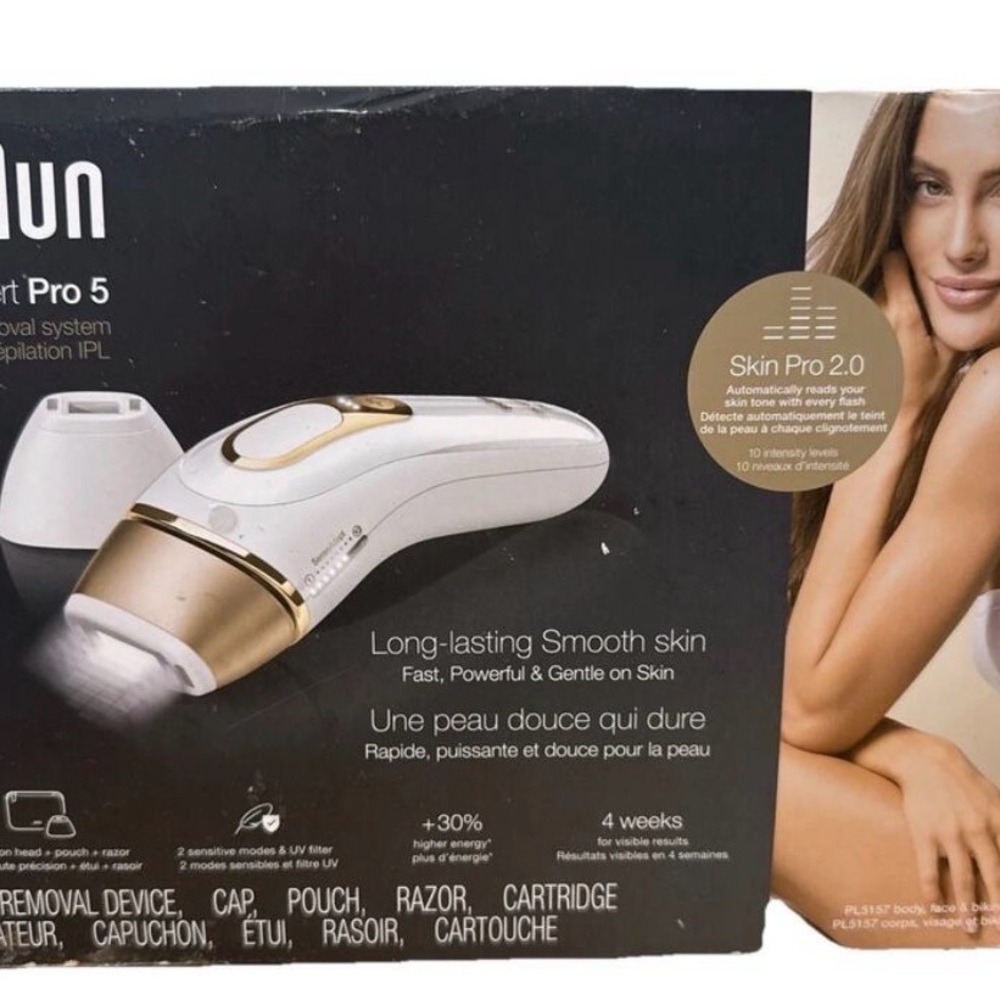 Braun Silk Expert Pro 5 IPL Hair Removal Device - White and Gold